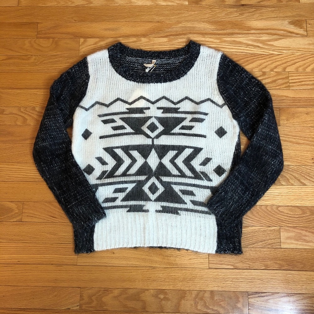 Raga Gray Aztec Two Tone Sweater
